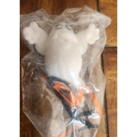 Vintage Halloween Floral Pick Ghost Face Blow Mold Flocked White Puff Eyes - Picture 1 of 3